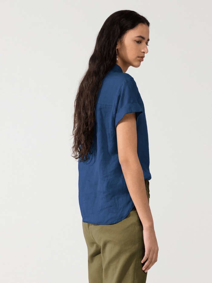 Luisa Cerano Jumper Luisa Cerano Short Sleeve Ramie Blouse Indigo 238324/3270 izzi-of-baslow