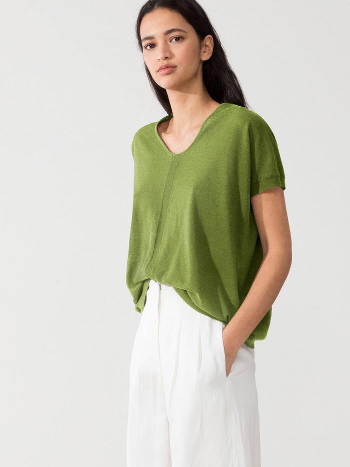 Luisa Cerano Knitwear Luisa Cerano Blended Linen V Necked Jumper 138909/5071 0385 izzi-of-baslow