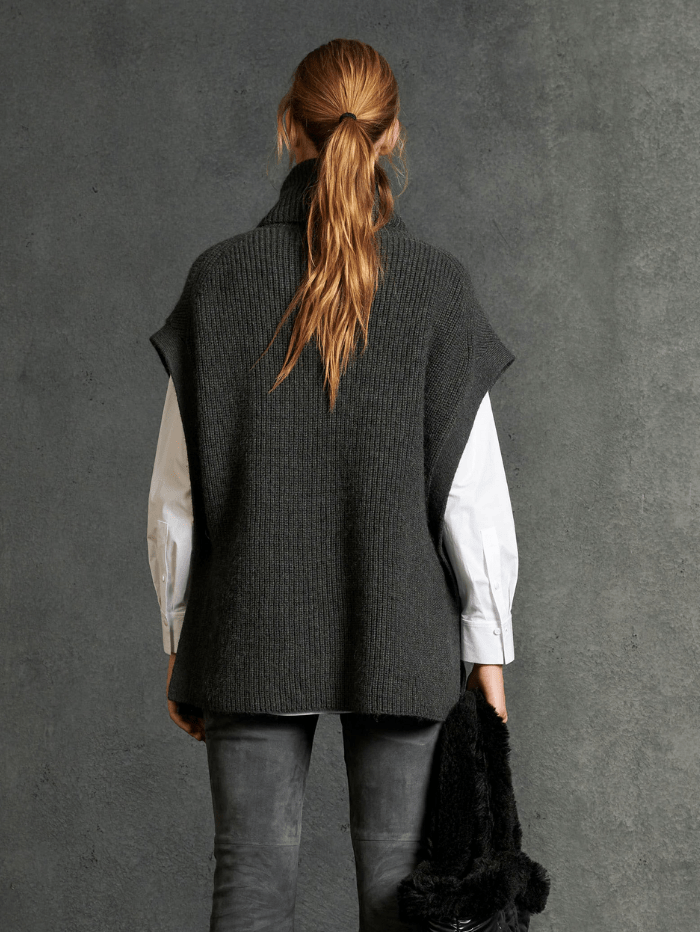 Luisa Cerano Knitwear Luisa Cerano Grey Wool Cape Jumper 148982/5879 izzi-of-baslow