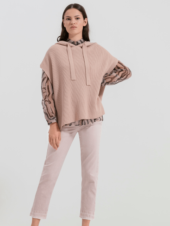 Luisa Cerano Knitwear Luisa Cerano Nude Ribbed Cape Jumper 158032 5879 izzi-of-baslow
