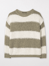 Luisa Cerano Knitwear Luisa Cerano Sage Green Striped Jumper 138876/5884 izzi-of-baslow