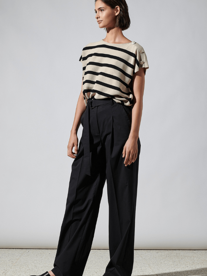 Luisa Cerano Striped Knitwear Top With Buttons 178261 5897 7131 izzi-of-baslow