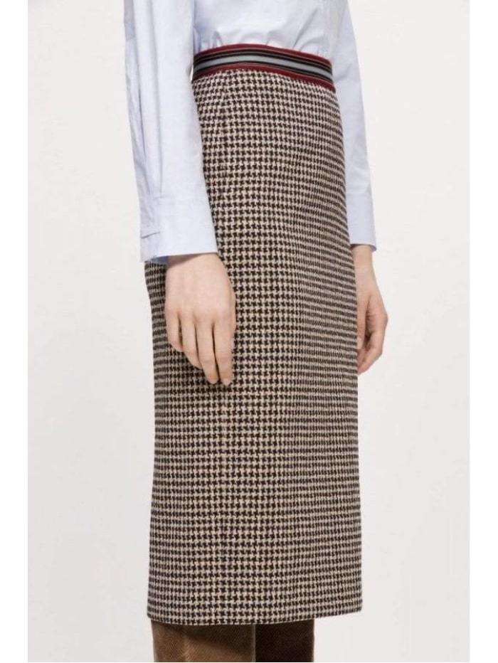 Luisa Cerano Skirt Luisa Cerano Houndstooth Checked Skirt With Elasticated Waist 528255/2468 izzi-of-baslow