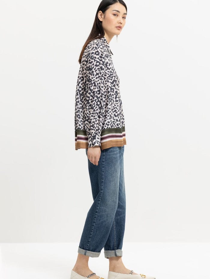 Luisa Cerano Tops Luisa Cerano Animal Printed Blouse With Contrast Band 268282 3408 7041 izzi-of-baslow