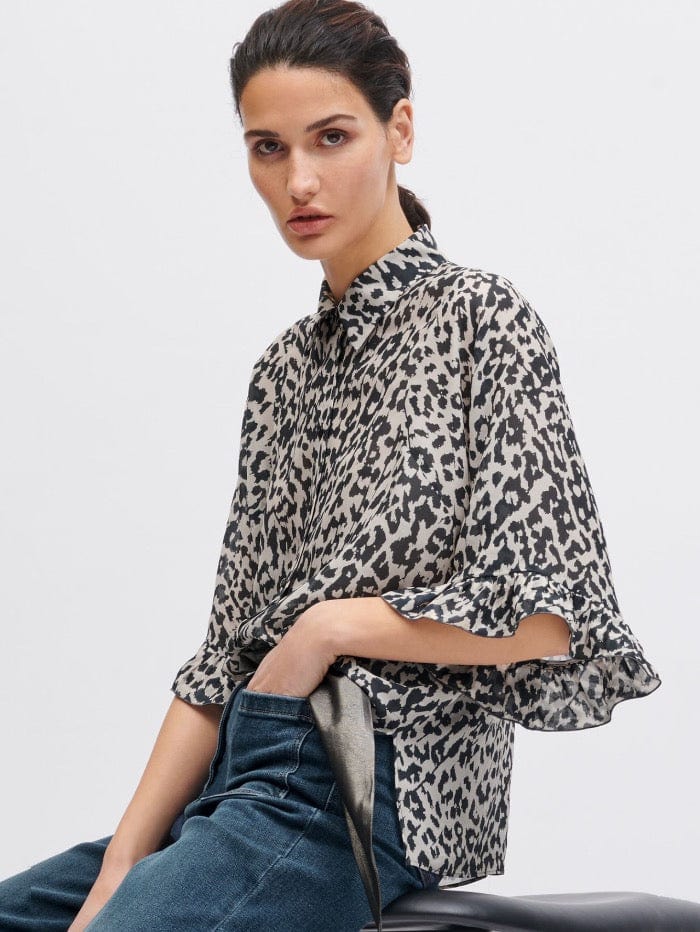 Luisa Cerano Tops Luisa Cerano Animal Printed Blouse With Flounce 268283 3400 7040 izzi-of-baslow