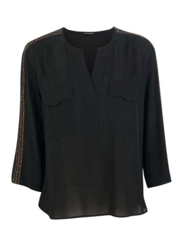 Luisa Cerano Tops Luisa Cerano Black Blouse With Gold Stripe 288233 2108 IZ izzi-of-baslow