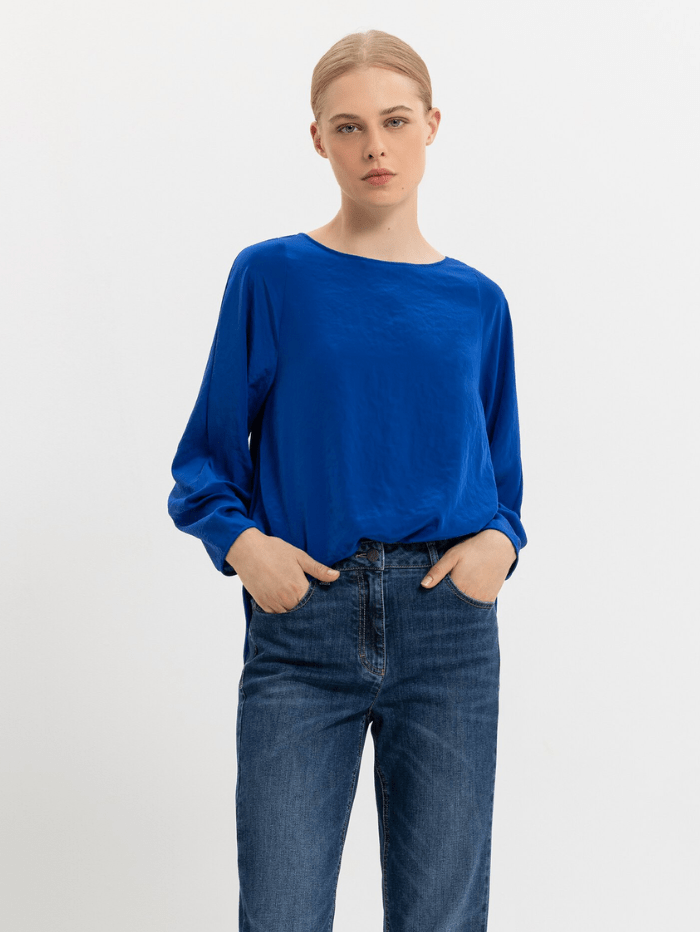 Luisa Cerano Tops Luisa Cerano Blue Silk Shirt 268295 1687 0249 izzi-of-baslow