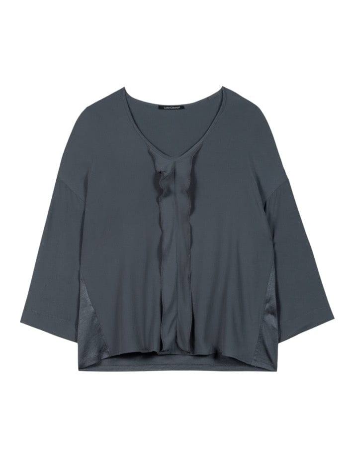 Luisa Cerano Tops Luisa Cerano Bluish Grey Blouse in Silk Blend 368918 7532 0179 izzi-of-baslow