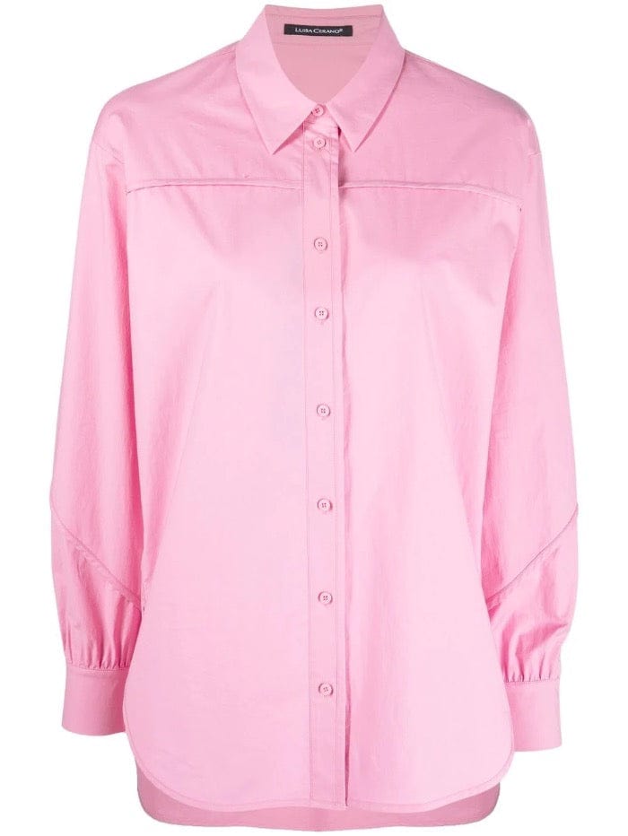 Luisa Cerano Tops Luisa Cerano Candy Pink Cotton Shirt Seam Detail 258428 2478 0432 izzi-of-baslow