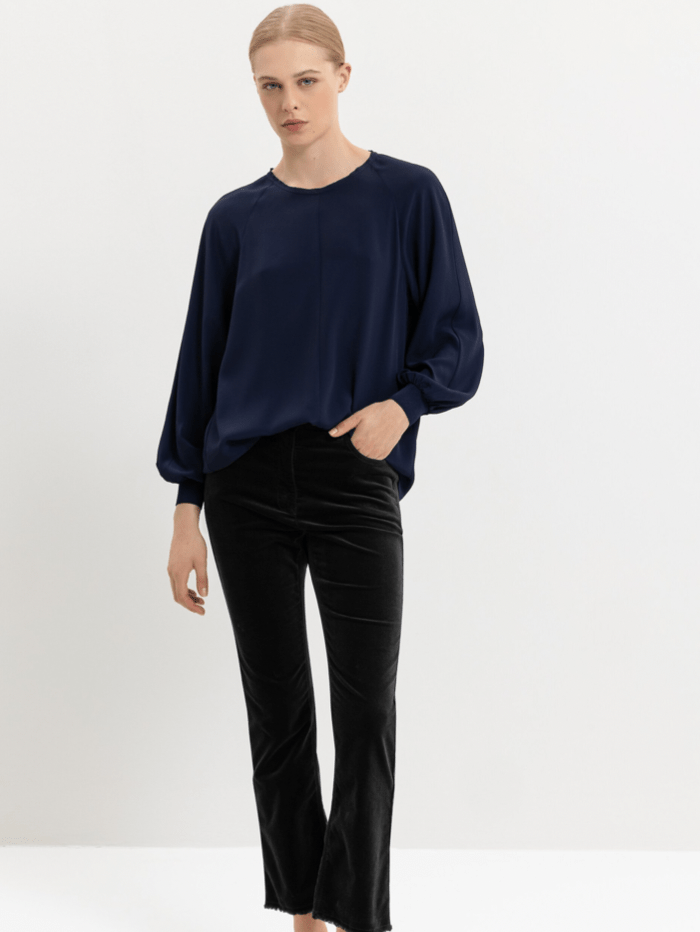 Luisa Cerano Tops Luisa Cerano Midnight Blue Silk Blend Top 268293 2179 0286 izzi-of-baslow