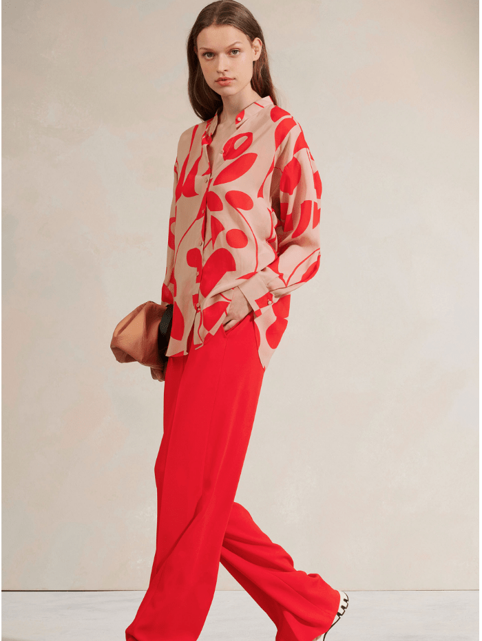 Luisa Cerano Tops Luisa Cerano Red &amp; Nude Printed Blouse 258409 3328 izzi-of-baslow