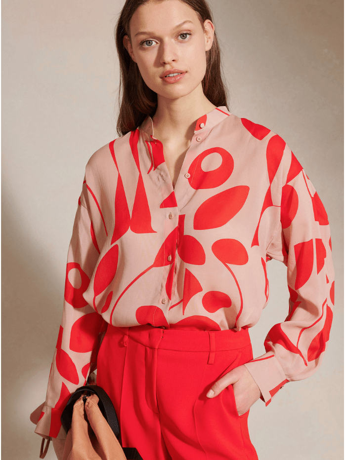 Luisa Cerano Tops Luisa Cerano Red &amp; Nude Printed Blouse 258409 3328 izzi-of-baslow