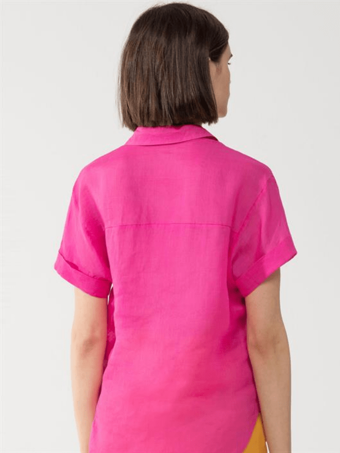 Luisa Cerano Tops Luisa Cerano Short Sleeve Ramie Blouse Hot Pink 238324/3270 izzi-of-baslow