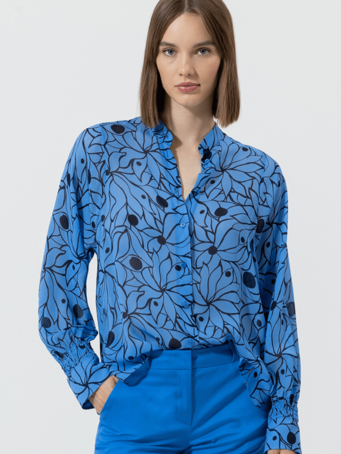 Luisa Cerano Tops Luisa Cerano Two Tone Cornflower Blue Print Blouse 278347 3477 2432 izzi-of-baslow