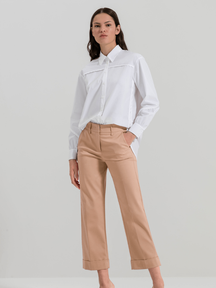 Luisa Cerano Tops Luisa Cerano White Cotton Shirt Seam Detail 258428 2478 izzi-of-baslow