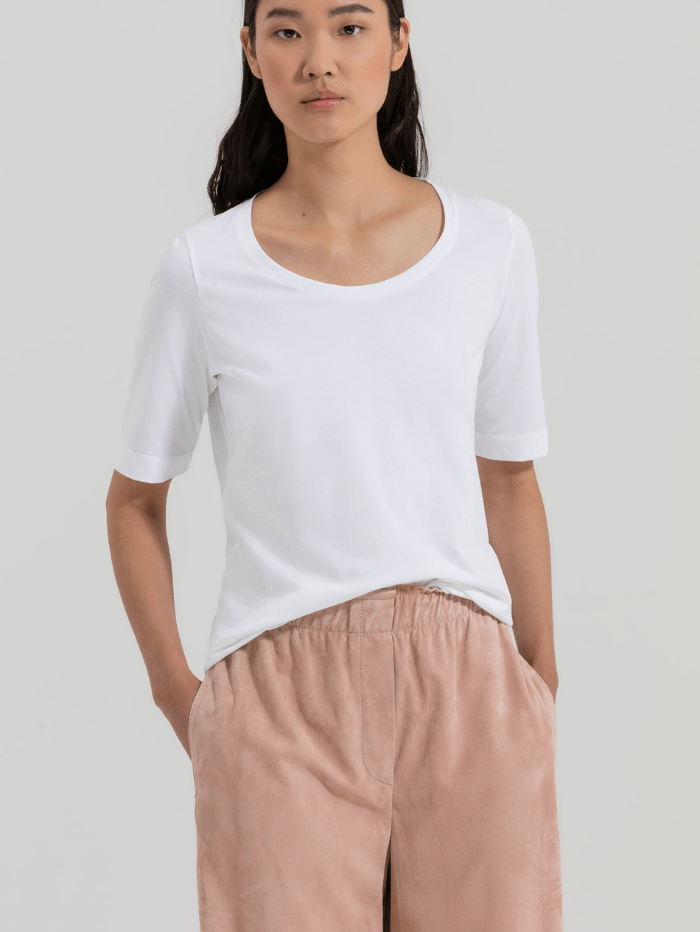 Luisa Cerano Tops Luisa Cerano White Organic Cotton T-Shirt 358852 7723 0100 izzi-of-baslow