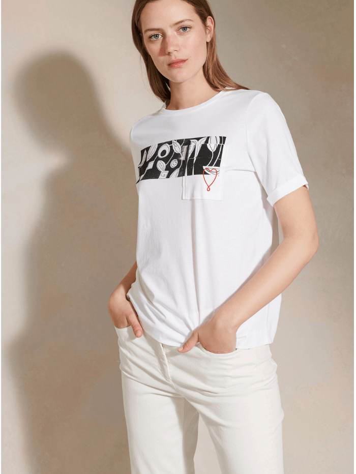 Luisa Cerano Tops Luisa Cerano White Printed T-Shirt 358870 07723 izzi-of-baslow