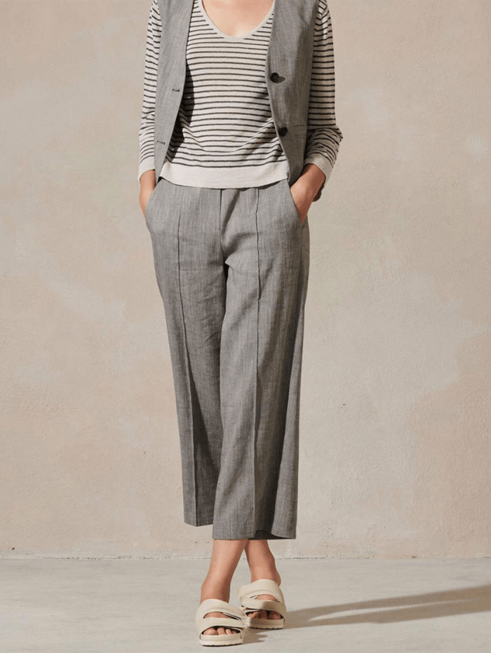 Luisa Cerano Tops Luisa Cerano Linen Dark Grey Wide Leg Trousers 658402 3356 1701 izzi-of-baslow