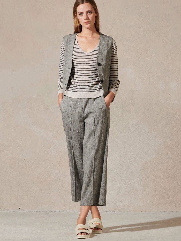 Luisa Cerano Trousers Luisa Cerano Linen Dark Grey Wide Leg Trousers 658402 3356 1701 izzi-of-baslow