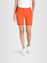Chino Shorts by Mac Jeans in a light brick red colour, elastic and soft with a turned up look izzi-of-baslow