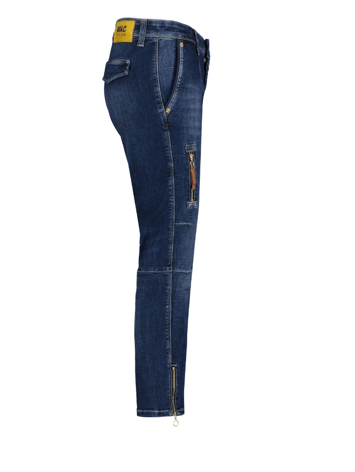 Mac Jeans Trousers:Jeans Mac RICH Cargo Dark Blue Wash Denim Jeans 2377 0389L D671 izzi-of-baslow
