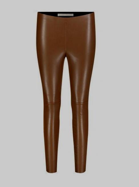 Mac Jeans Trousers Mac 5978 Faux Leather Pleather Leggings Brown izzi-of-baslow