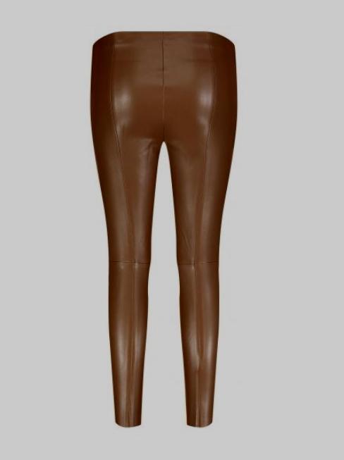 Mac Jeans Trousers Mac 5978 Faux Leather Pleather Leggings Brown izzi-of-baslow