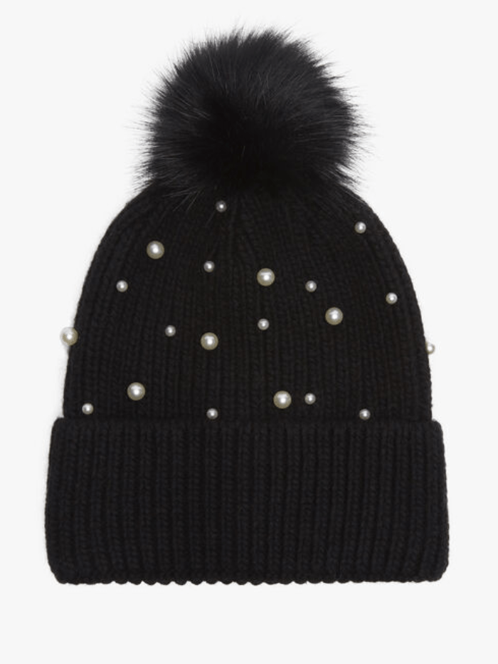 Malissa J Knitwear One Size Malissa J Pearl Black Beanie Hat MS3013 izzi-of-baslow