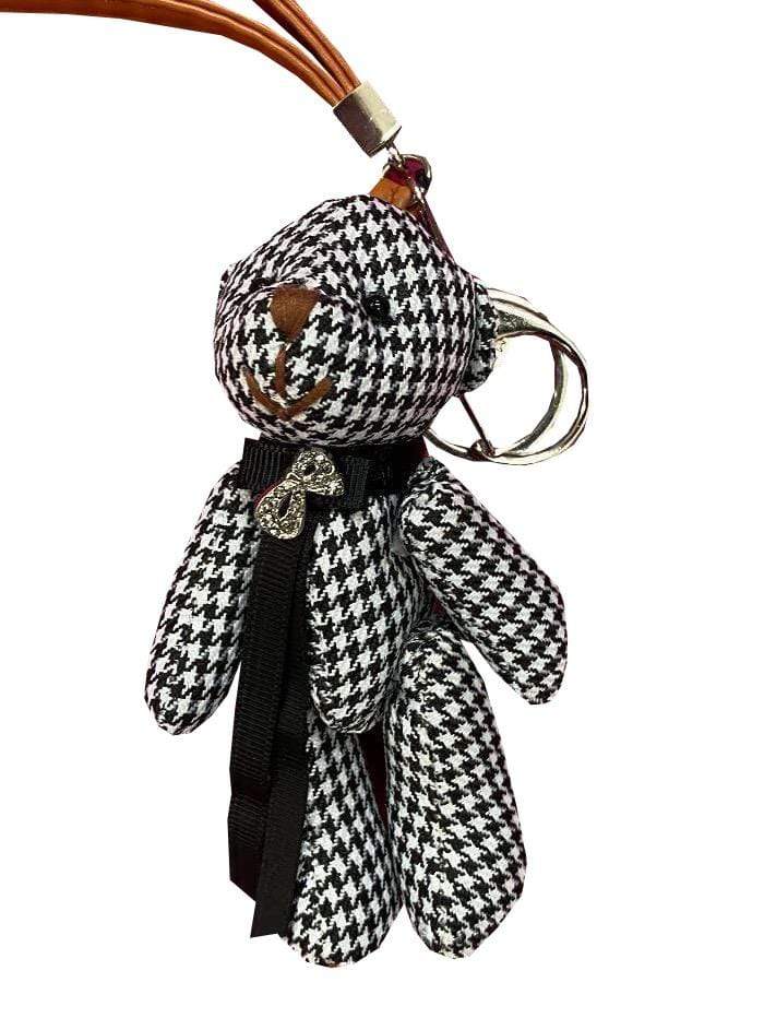 Marc Cain Accessories One Size Marc Cain Black and White Dogtooth Checked Teddy Keyring GA G7.03 Z07 910 izzi-of-baslow