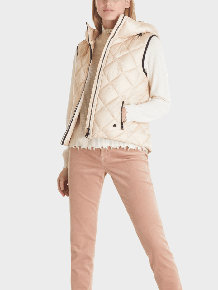 Marc Cain Additions Coats &amp; Jackets Marc Cain Additions Champagne Pink Padded Gilet TA 37.01 W71 COL 612 izzi-of-baslow