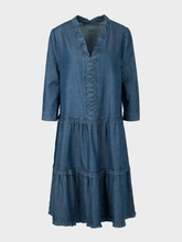 Marc Cain Additions Dress Marc Cain Additions Blue Denim Frill Dress SA 21.02 D02 Col 355 izzi-of-baslow