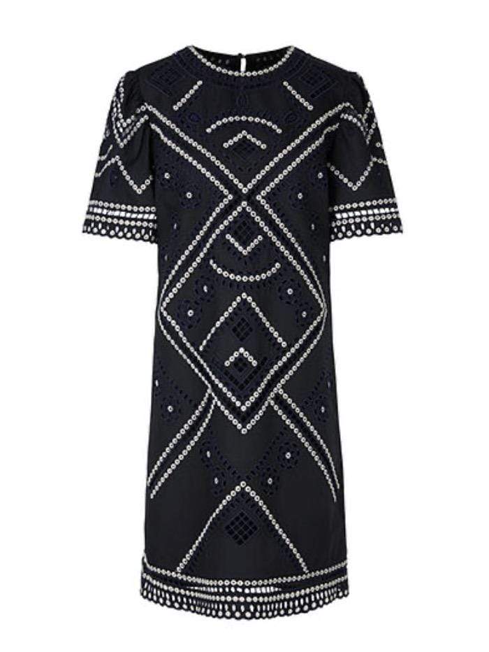 Marc Cain Additions Dresses Marc Cain Additions Midnight Navy Broderie Anglaise Dress QA 21.18 W14 395 izzi-of-baslow