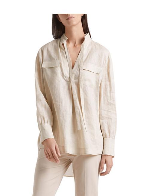 Marc Cain Additions Dresses Marc Cain Collections Over-size Ramie Blouse Cuban Sand NC 51.26 W53 izzi-of-baslow