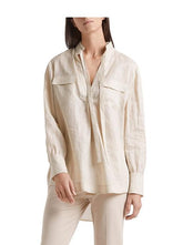 Marc Cain Additions Dresses Marc Cain Collections Over-size Ramie Blouse Cuban Sand NC 51.26 W53 izzi-of-baslow