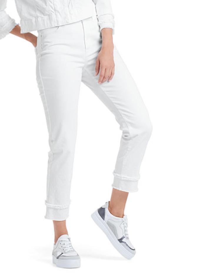 Marc Cain Additions Jeans Marc Cain Additions White Jeans With Fringed Detail QA 82.03 D20 100 izzi-of-baslow