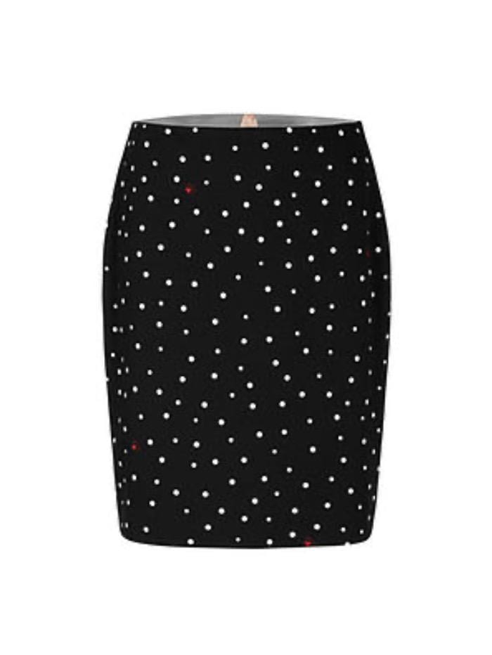 Marc Cain Additions Skirt Marc Cain Additions Black With White Spot And Tiny Red Heart Skirt QA 71.01 J01 910 Y izzi-of-baslow