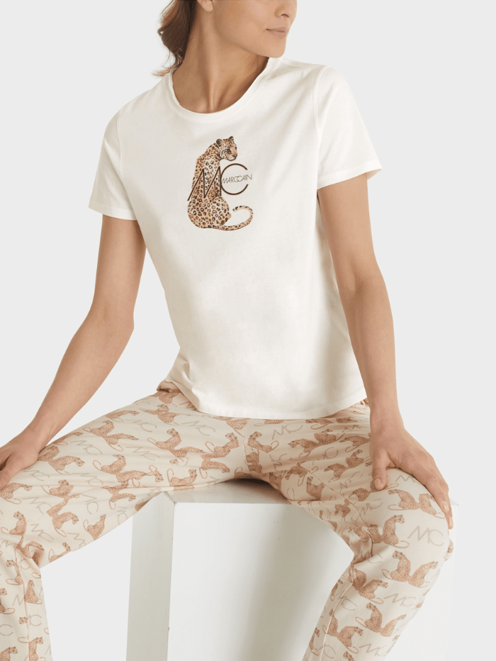 Marc Cain Additions TOP Marc Cain Additions White Cheetah Print T-Shirt TA 48.32 J42 COL 110 izzi-of-baslow