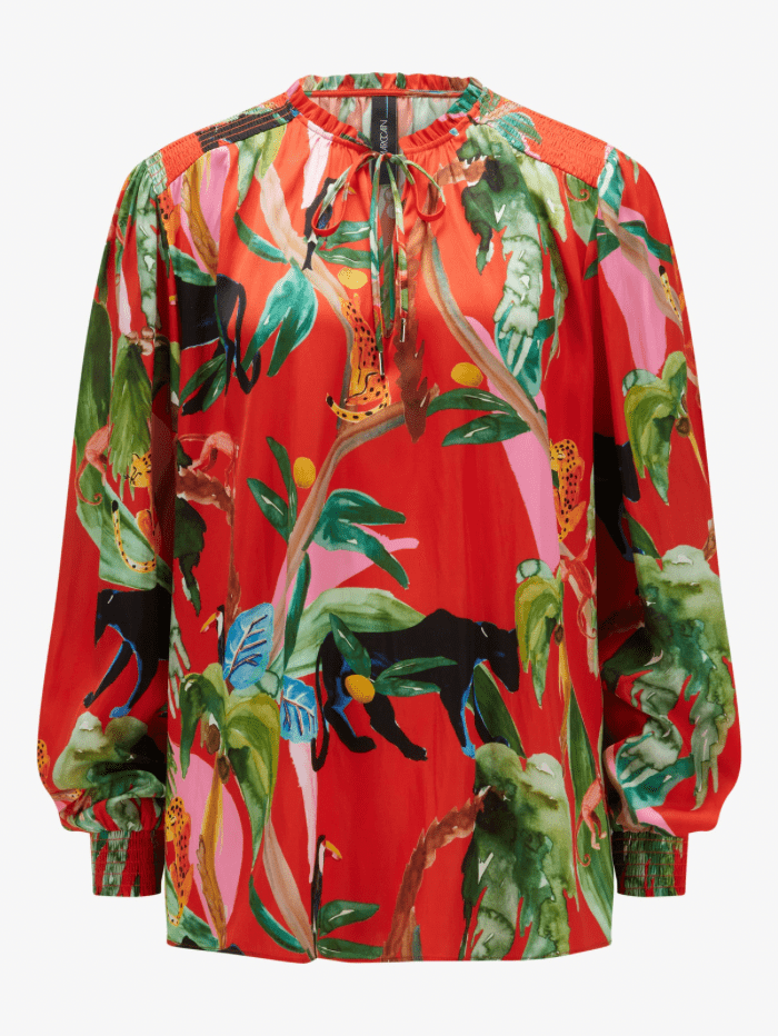 Marc Cain Additions Tops Marc Cain Additions Fire Red Printed Blouse UA 51.11 W61 COL 271 izzi-of-baslow