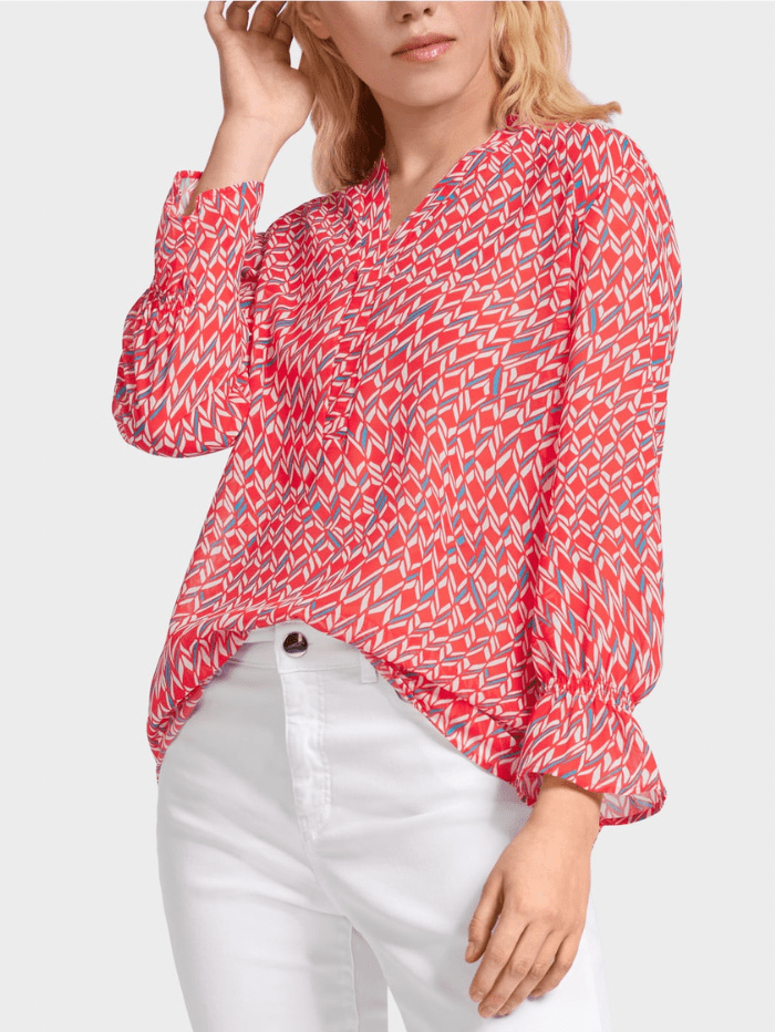 Marc Cain Additions Tops Marc Cain Additions Geometric Printed Blouse UA 51.12 W63 COL 271 izzi-of-baslow