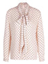 Marc Cain Additions Tops Marc Cain Additions Pink Spotty Blouse With Tie KA 51.10 W08 izzi-of-baslow