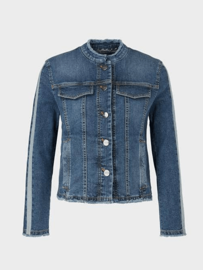 Marc Cain Additions Tops Marc Cain Additions Short Blue Denim Jacket SA 31.02 D10 Col 355 izzi-of-baslow