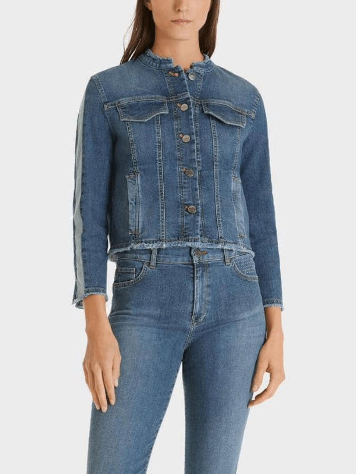 Marc Cain Additions Tops Marc Cain Additions Short Blue Denim Jacket SA 31.02 D10 Col 355 izzi-of-baslow