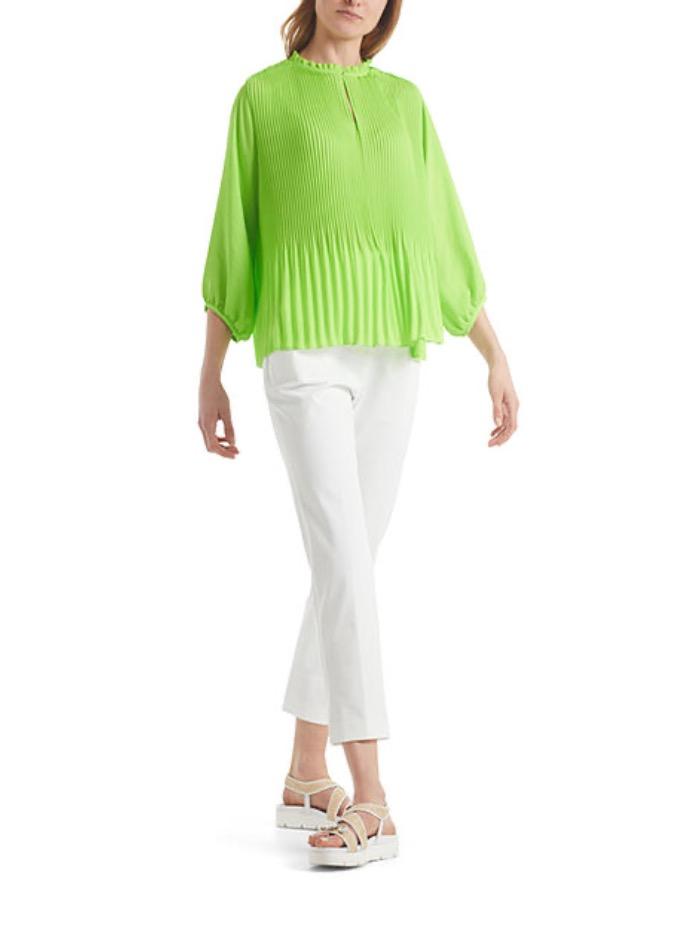 Marc Cain Additions Tops Marc Cain Additions Vibrant Green Pleated Blouse QA 51.08 W39 534 y izzi-of-baslow