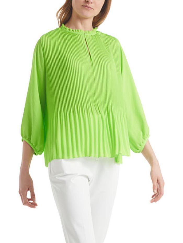 Marc Cain Additions Tops Marc Cain Additions Vibrant Green Pleated Blouse QA 51.08 W39 534 y izzi-of-baslow