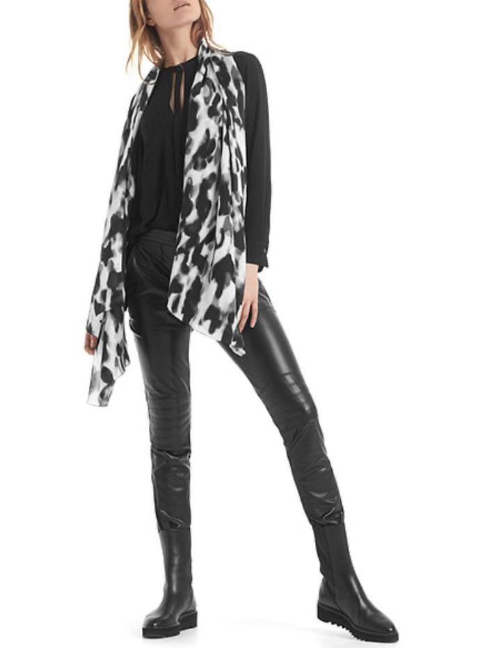 Marc Cain Collections Accessories One Size / 190 Marc Cain Collections Abstract Leopard Printed Black and White Scarf RC B4.07 Z03 COL 190 izzi-of-baslow