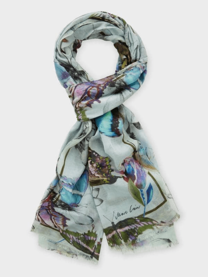 Marc Cain Collections Accessories One Size Marc Cain Collections Blue Butterfly Scarf SC B4.07 Z18 COL 302 izzi-of-baslow