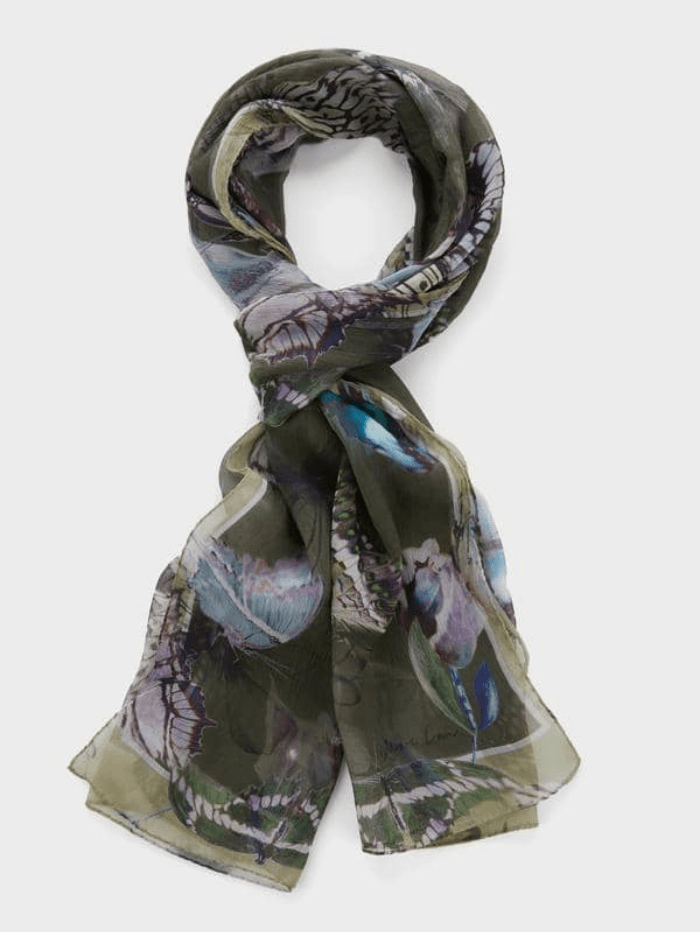 Marc Cain Collections Accessories One Size Marc Cain Collections Green Jungle Printed Silk Scarf SC B4.15 Z17 COL 586 izzi-of-baslow