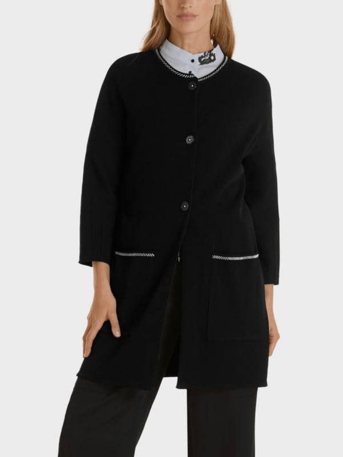 Marc Cain Collections Coats and Jackets Marc Cain Collections Black Long Knitted Coat SC 31.31 M49 COL 900 izzi-of-baslow