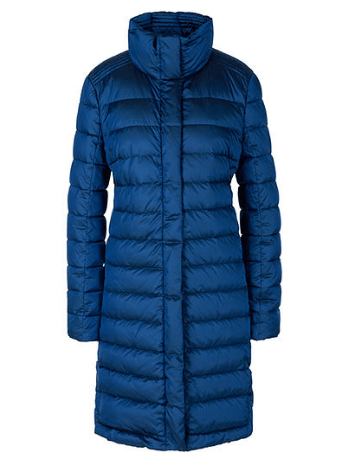 Marc Cain Collections Coats and Jackets Marc Cain Collections Blue Shimmering Down Coat RC 11.02 W74 COL 366 izzi-of-baslow