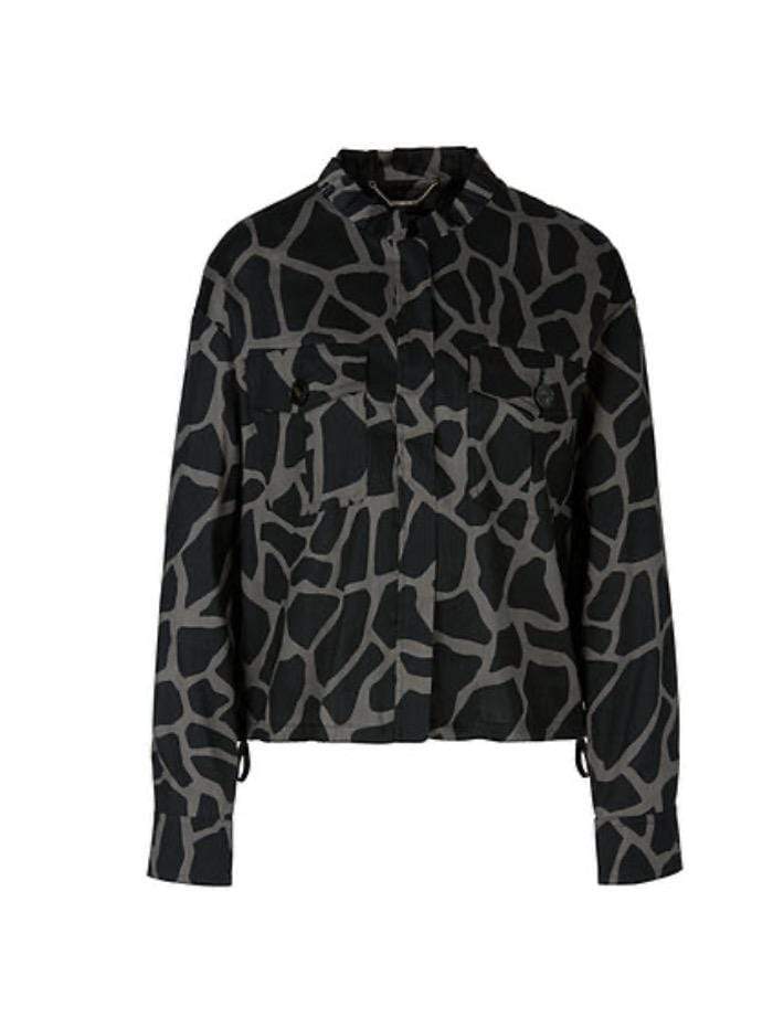 Marc Cain Collections Coats and Jackets Marc Cain Collections Giraffe Printed Linen Mix Jacket QC 31.33 W64 837 izzi-of-baslow